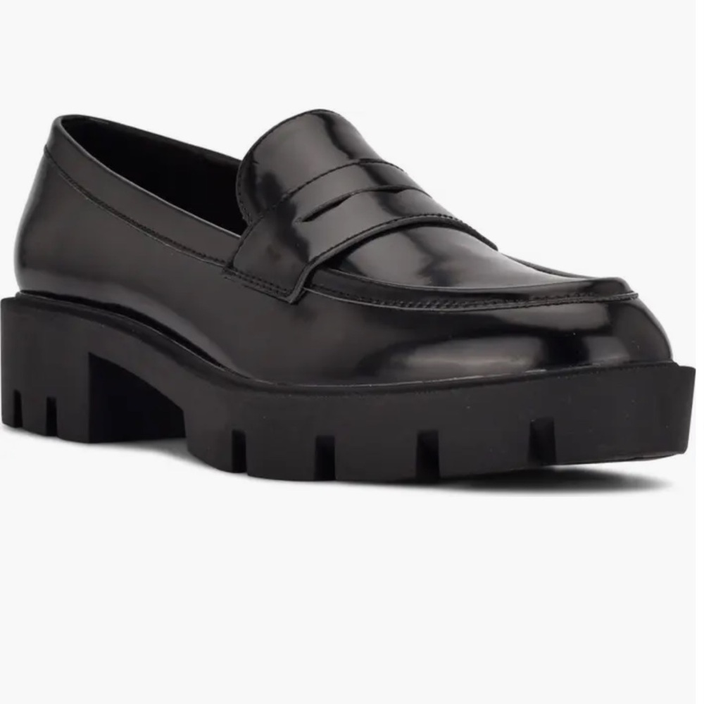 Nine West Black Patent Lug Sole Loafers